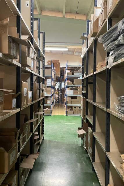 Shelves in the warehouse.